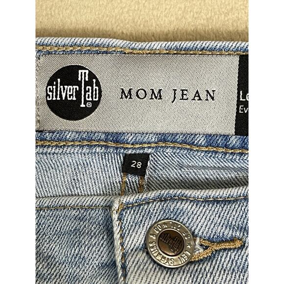 Silver Tab Levis Jeans Womens 28 Blue Mom Jean Distressed High Rise Tapered - Picture 4 of 15